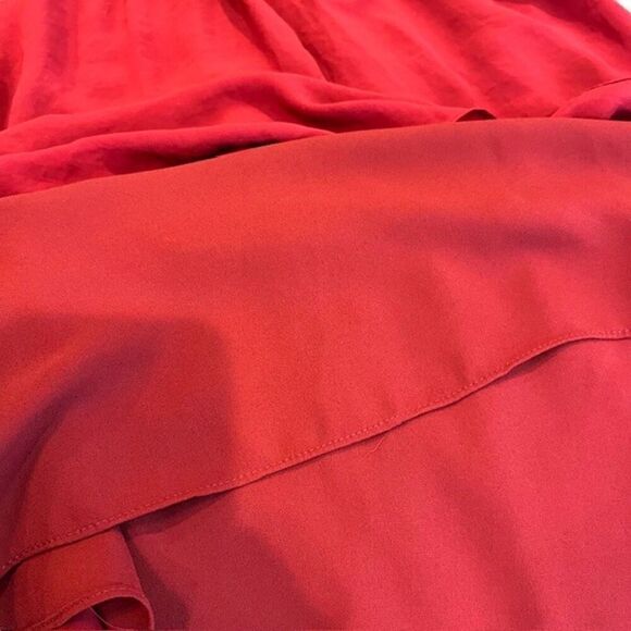 Slate & Willow Rose Illusion Dress Chiffon Lined Elastic Waist Red Womens Size 0 - Picture 10 of 14
